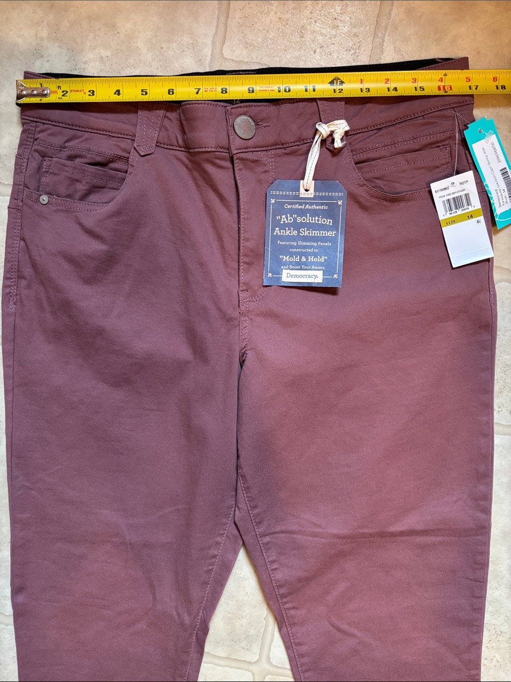 NWT Democracy "Ab" Solution Karessa Capri Ankle Skimmer Jeans Blush Sz 14 - Picture 3 of 7